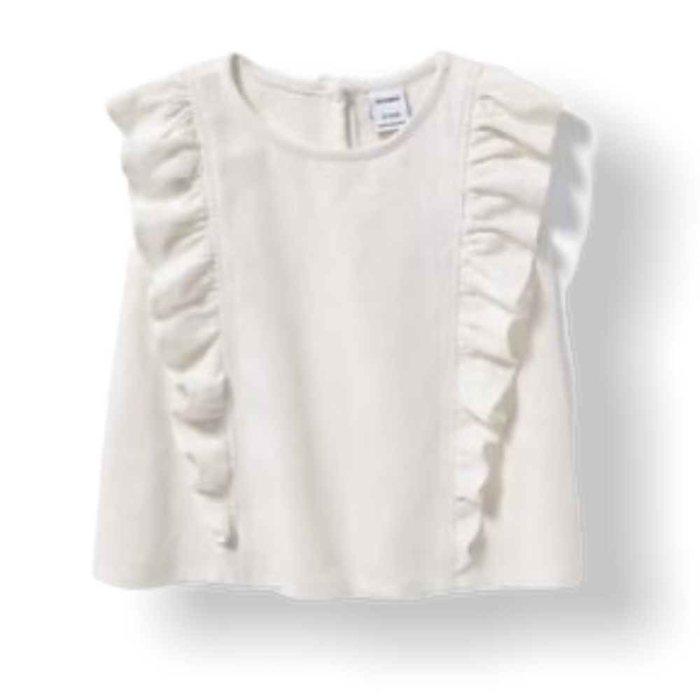 Old Navy white linen ruffle top 0-3 M